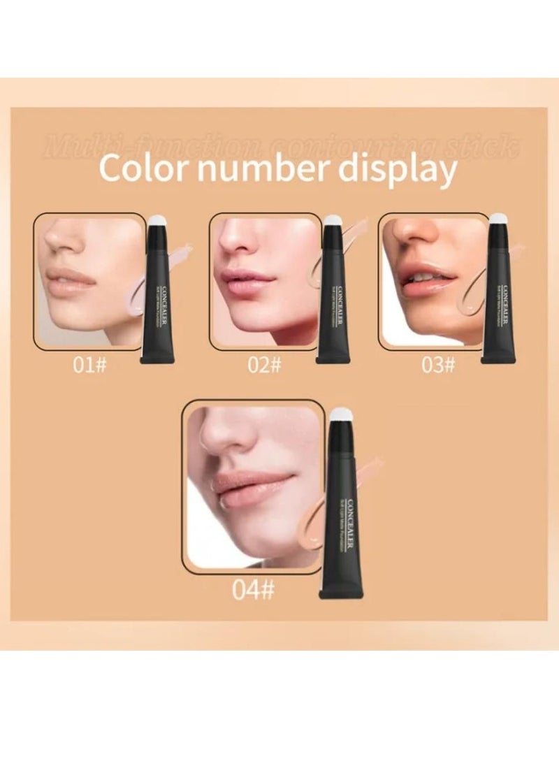 HelloKiss - Concealer Soft Light Matte Foundation Liquid Foundation Makeup Base with Cushion Applicator Natural Lightweight Soft Silky Smooth Creamy Concealer Normal to Oily Skin Instant Age Rewind Eraser 04 - Image 1
