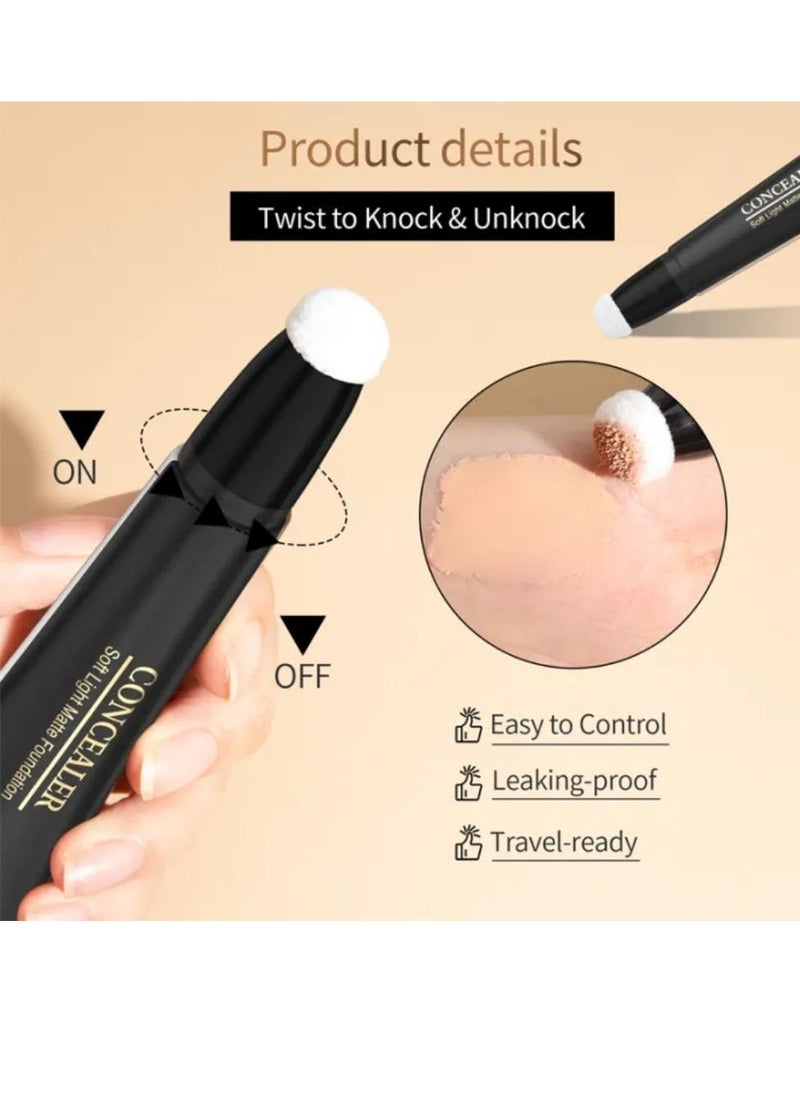HelloKiss - Concealer Soft Light Matte Foundation Liquid Foundation Makeup Base with Cushion Applicator Natural Lightweight Soft Silky Smooth Creamy Concealer Normal to Oily Skin Instant Age Rewind Eraser 04 - Image 1