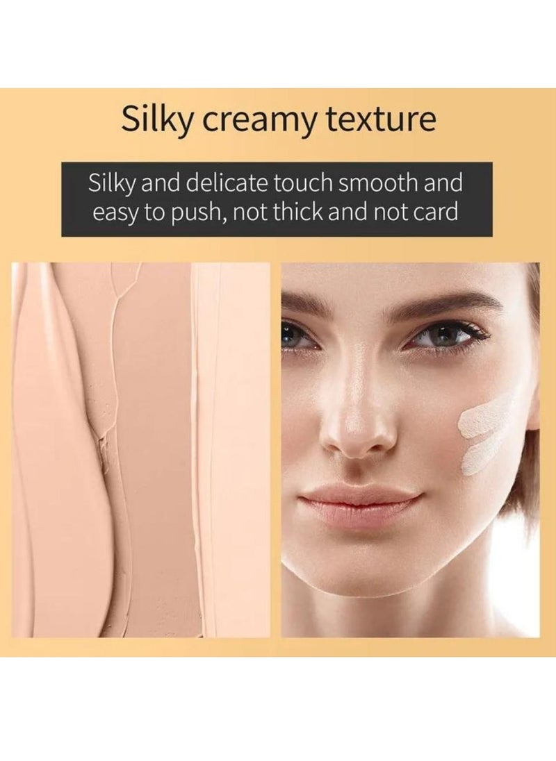 HelloKiss - Concealer Soft Light Matte Foundation Liquid Foundation Makeup Base with Cushion Applicator Natural Lightweight Soft Silky Smooth Creamy Concealer Normal to Oily Skin Instant Age Rewind Eraser 04 - Image 1