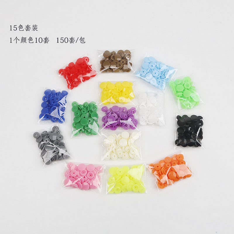 Cross-border color T5 resin four-way buckle diy clothing accessories snap buckle concealed buckle mounting tool suit 15 color suit (bag) 1 color 10 sets of 150 sets/bag 15 color suit (bag) 1 color 10 sets of 150 sets/bag