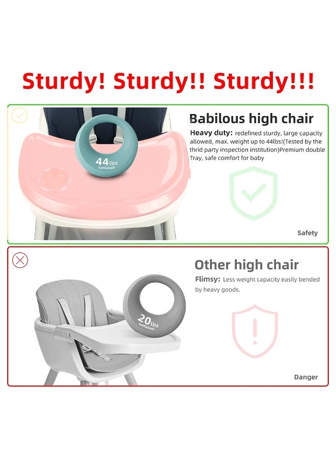 Baby High Chair, Baby Feeding Booster Seat with Non-Slip Feet, Adjustable Legs, Tray, Wheels, Safety Belt and Cushion Code 602-NT - Image 4