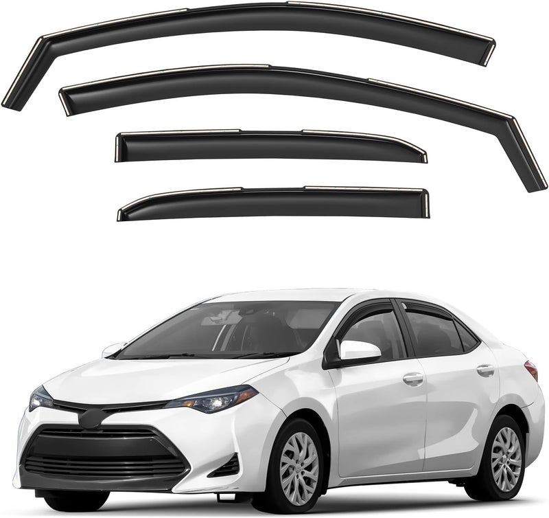 GrandWheel Co Smoke Tinted In-Channel Side Window Vent Visor Deflectors for Toyota Corolla 2014-2019 - 4pcs - Image 1