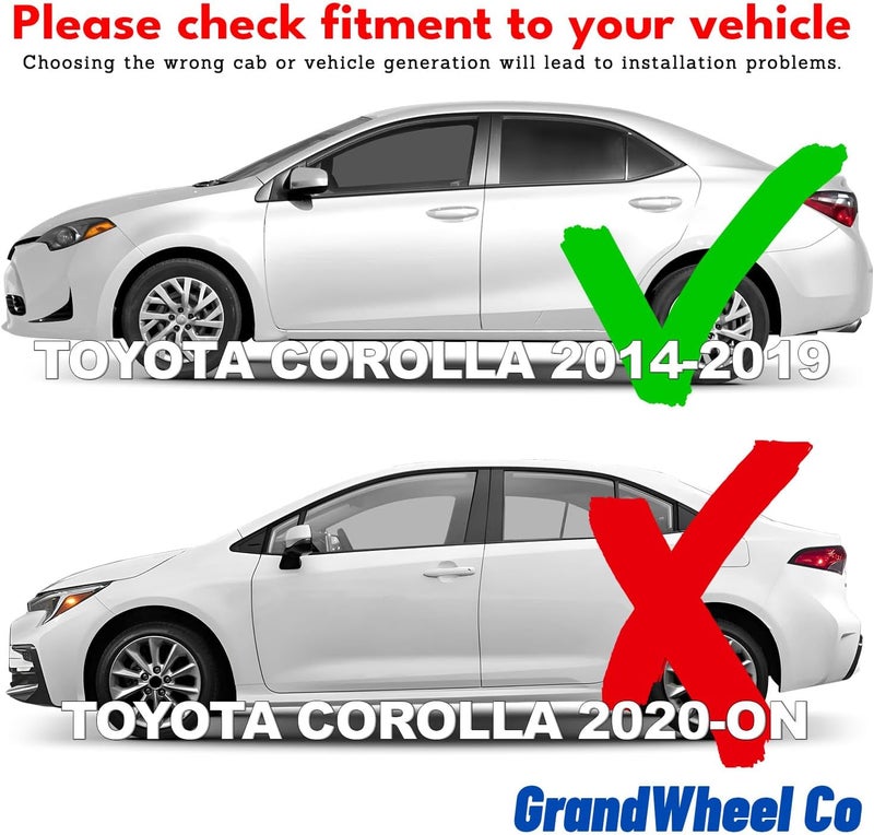 GrandWheel Co Smoke Tinted In-Channel Side Window Vent Visor Deflectors for Toyota Corolla 2014-2019 - 4pcs - Image 2
