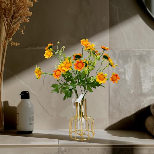 CURATED CART Artificial Daisy Flowers - Pack of 2 Faux Daisy Bouquets, 30 cm Tall with 10 Flower Heads per Stem - UV Resistant Plastic Plants for Indoor & Outdoor Use - Home, Garden (Yellow) (No Vase) - Image 3