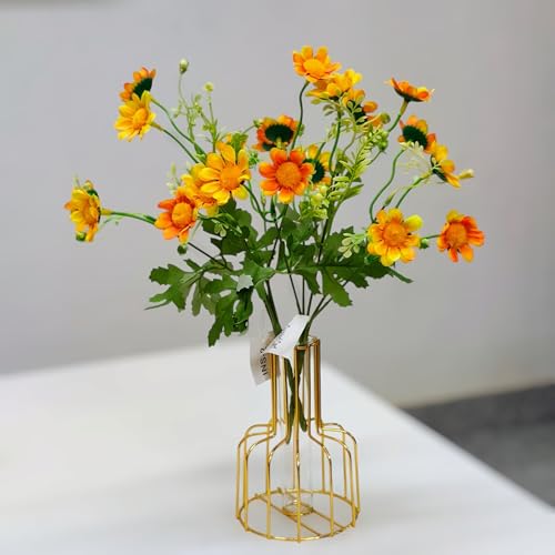 CURATED CART Artificial Daisy Flowers - Pack of 2 Faux Daisy Bouquets, 30 cm Tall with 10 Flower Heads per Stem - UV Resistant Plastic Plants for Indoor & Outdoor Use - Home, Garden (Yellow) (No Vase) - Image 5