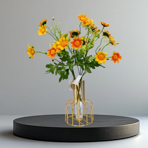 CURATED CART Artificial Daisy Flowers - Pack of 2 Faux Daisy Bouquets, 30 cm Tall with 10 Flower Heads per Stem - UV Resistant Plastic Plants for Indoor & Outdoor Use - Home, Garden (Yellow) (No Vase) - Image 4