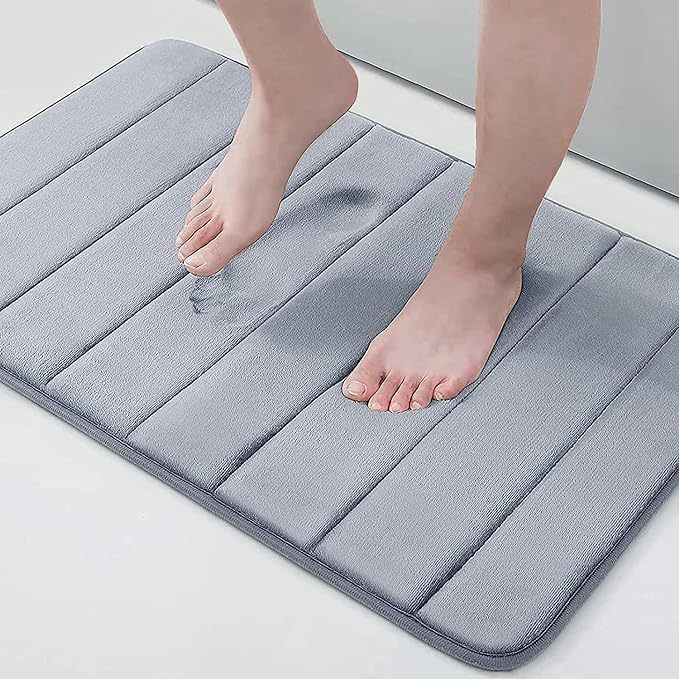 OPSUZY Bathroom Mat Memory Foam Rectangular Bath Mats Rugs for Bathroom Floor Door Mat Anti Slip Skid Super Rapid Water Absorbent Washable Rug Bath Door Bathroom Mat 80Cm X 50 Cm - Image 1
