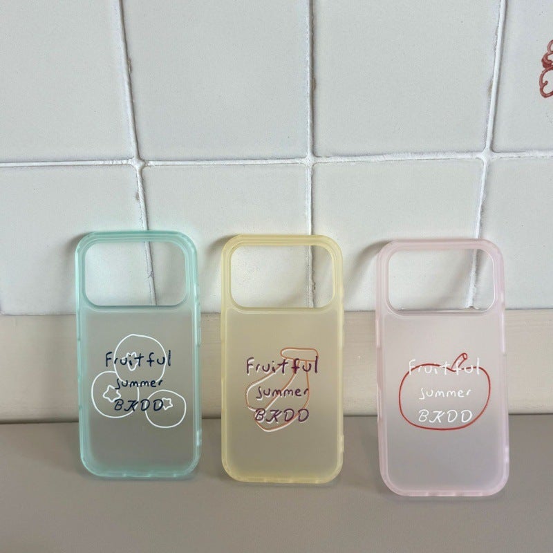 Summer Semi-Transparent Skin-Feel Pink Blue and Yellow Fruit Apple 17Promax Mobile Phone Case Suitable for 16Promax Protective Case 15 - Image 2