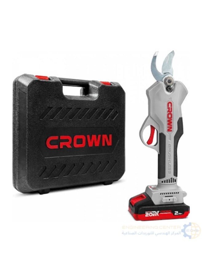 Crown 30mm Tree Shears 20V 2A Battery + 2 Crown Batteries and Charger