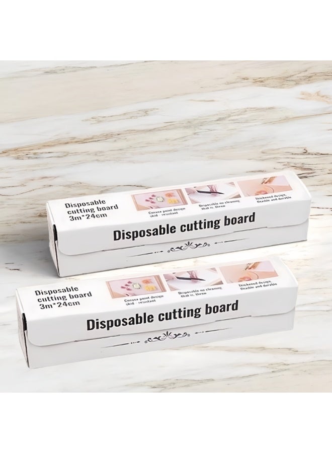 2 Roll Disposable Plastic Cutting Board, Disposable Cutting Mat, Non-Slip Disposable Cutting Boards Roll Paper for Kitchen Meat fruits vegetables Outdoor Camping Rv Traveling  - Image 1