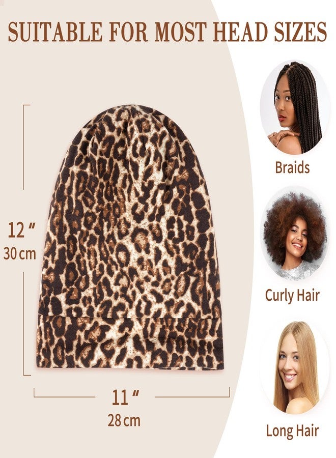 LULUSILK Mulberry Silk Bonnet for Sleeping Women, Real Silk Sleep Cap for Curly Hair and Braids, Pure Head Wrap with Scrunchies, Brown Leopard - Image 5