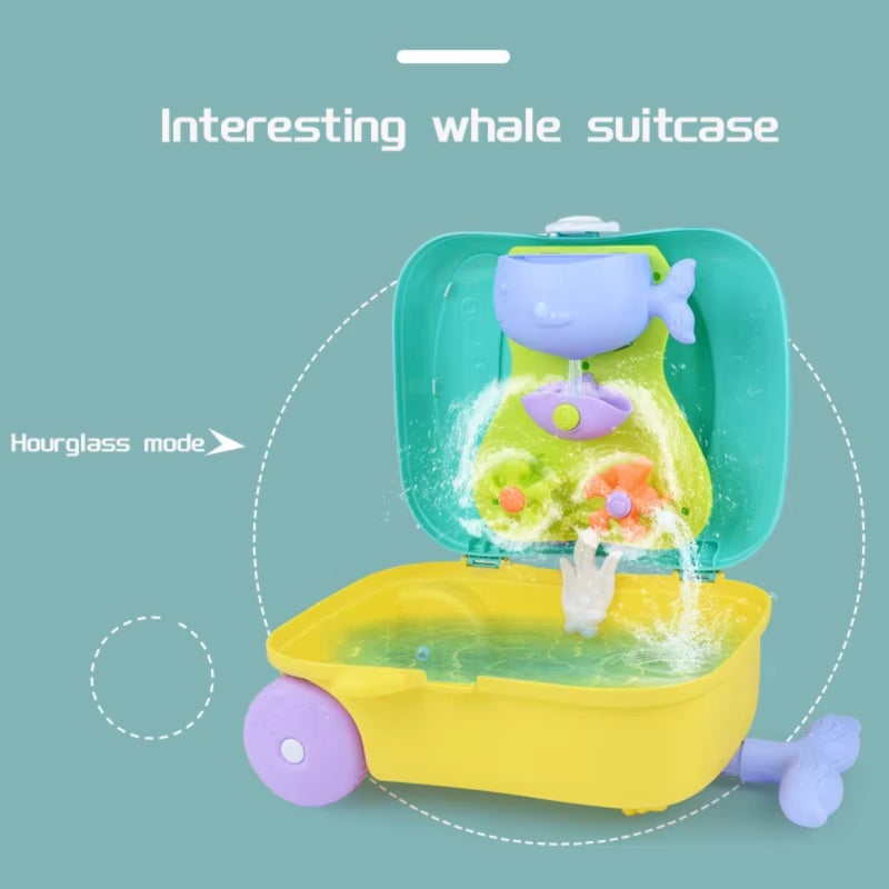 Children's Beach Toy Set: 8-Piece Blue Plastic Tools - Whale Trolley Case With Hourglass Water Flow & Storage For Kids Aged 3+ For Outdoor Sand And Water Play - Image 5