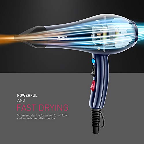 ROSILY Professional 2200W Ionic Ceramic Hair Dryer | Fast Drying Salon Quality Blow Dryer with Nozzle Attachments for Smooth Shine and Silky Hair | Extra Long Cord and Faster Drying Time - Image 2