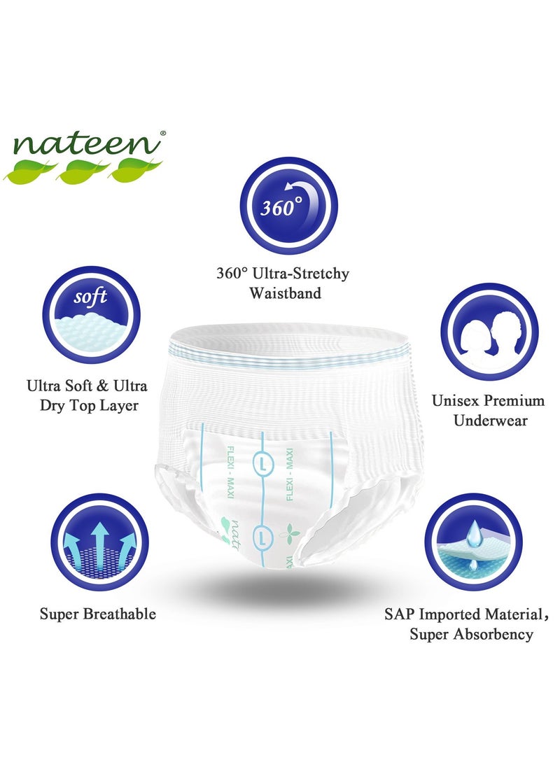 nateen Nateen Flexi Maxi Adult Diapers Pants,Incontinence Night Time Pull Up,Large,Waist Size 110-170cm,40 Count Adult Pull Ups,Superior Comfort,Excellent Combination of Protection. (40 Count)  - Image 3
