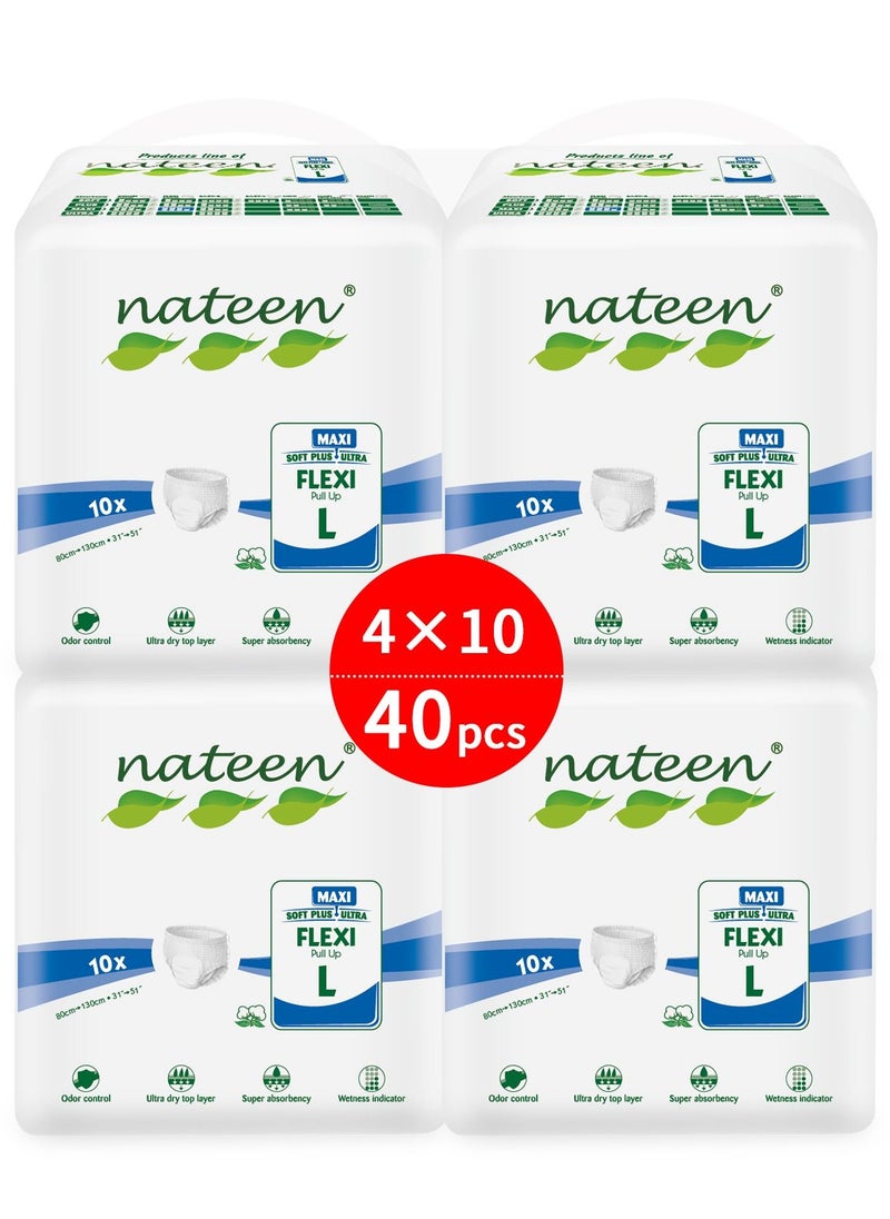 nateen Nateen Flexi Maxi Adult Diapers Pants,Incontinence Night Time Pull Up,Large,Waist Size 110-170cm,40 Count Adult Pull Ups,Superior Comfort,Excellent Combination of Protection. (40 Count)  - Image 1