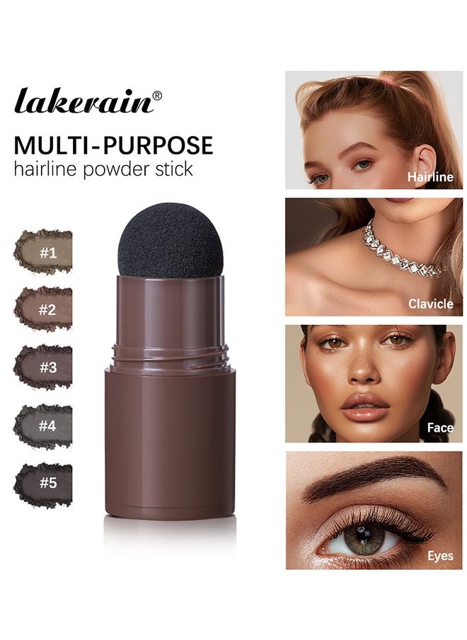 lakerain Hairline Powder , Repair Stick, Natural Brown Shade Hairline Powder,Shadow Sponge Pen Waterproof Hair Root Concealer For Thinning Hair Root Touch-Up #02  - Image 3