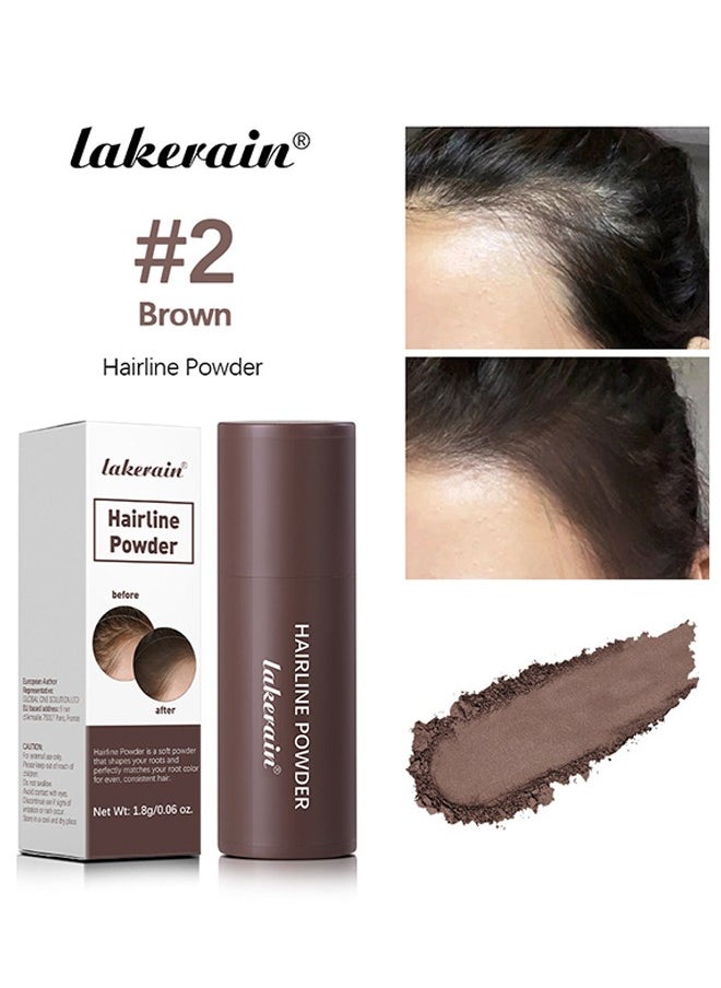 lakerain Hairline Powder , Repair Stick, Natural Brown Shade Hairline Powder,Shadow Sponge Pen Waterproof Hair Root Concealer For Thinning Hair Root Touch-Up #02  - Image 1
