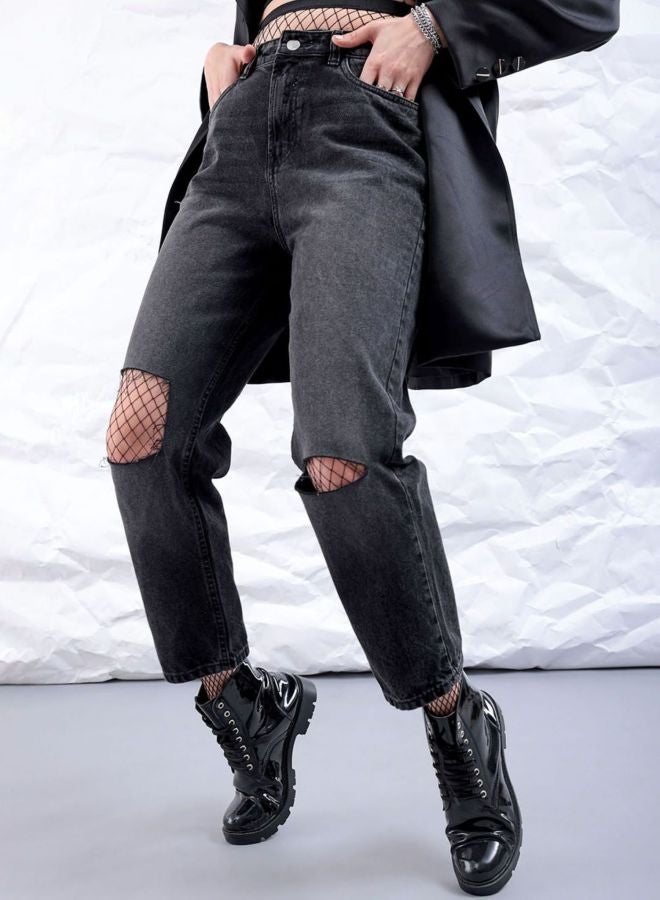 Freehand Women Straight Fit Solid High Rise Jeans - Image 1