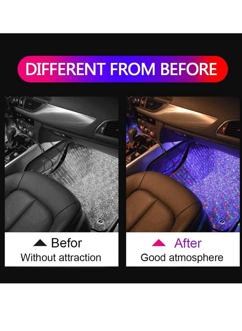 MUNTAQI Car Interior Ambient Lights 4Pcs 12LED USB Plug-in RGB Multicolor Star Atmosphere Lights For Car Carpets Under Dash LED Accent Lighting Kit With Sound Active And Remote Control DC 5V - Image 5