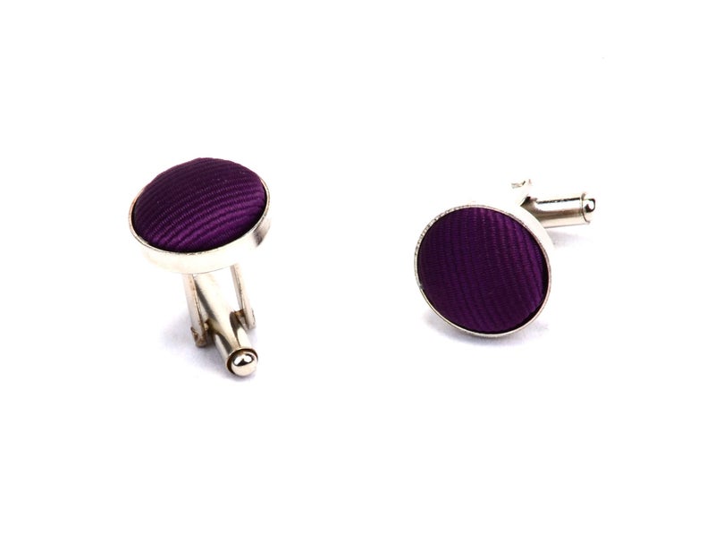 GUSLESON Solid Purple Wedding Ties For Men Neckties and Pocket Square Cufflinks Sets(IN0789-04) - Image 4