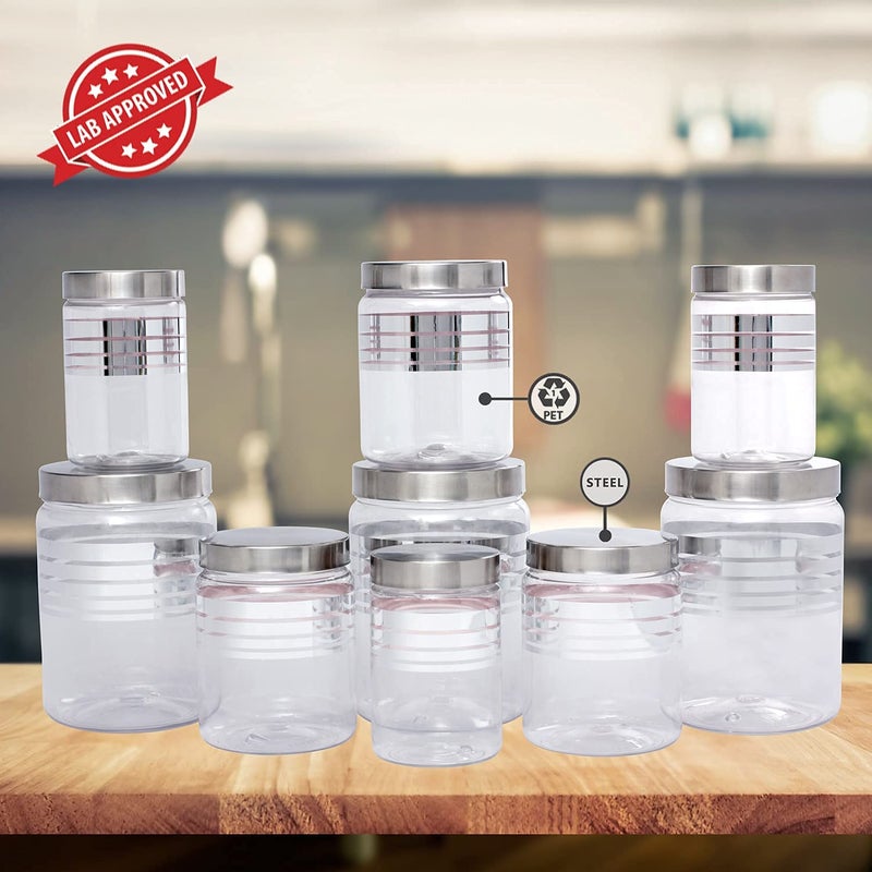 G-PET مجموعة حاويات GPET Silver Line من 12 قطعة 12C 2000 مل 1000 مل 750 مل 200 مل حاوية بلاستيكية فولاذية حزمة من 12 حاوية بلاستيكية فضية للمطبخ - Image 5