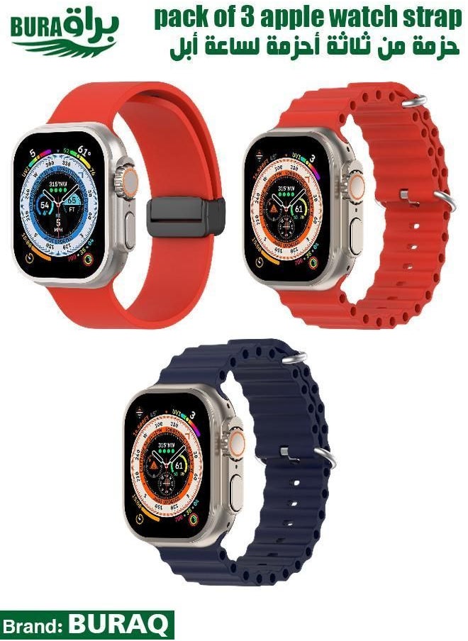 BURAQ - Apple Watch Band Strap For Apple Watch Ultra 2/Ultra 49mm, Series 10 46mm, 9/8/7 45mm, SE2/SE/6/5/4 44mm, 3/2/1 42mm - Image 1