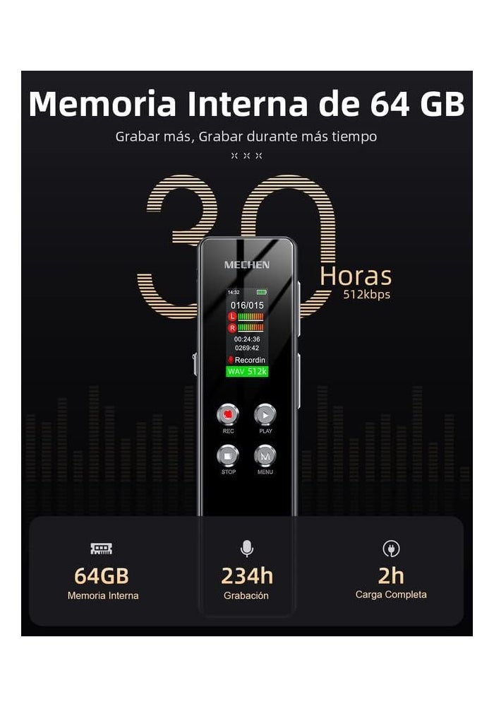 MECHEN 64GB Digital Voice Recorder with Playback and Voice Activation - Image 3