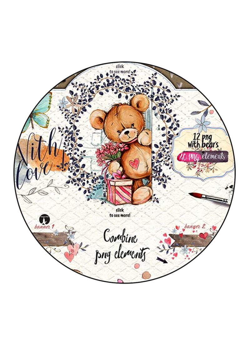 Bear Printed Mouse Pad Multicolour