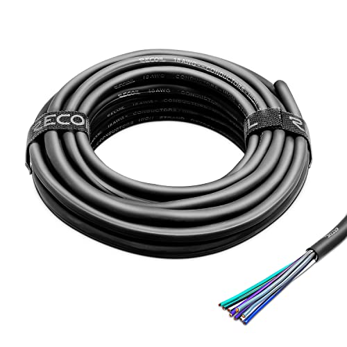 RECOIL ريكويل 20 قدم 9-موصل كابل سماعة, 18AWG CCA, سترة فائقة المرونة وسهلة التقشير, كابل سماعة 4-قناة وكابل ريموت - Image 1