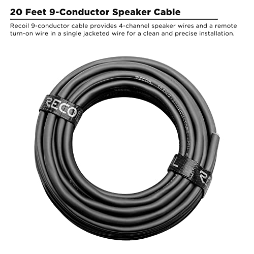 RECOIL ريكويل 20 قدم 9-موصل كابل سماعة, 18AWG CCA, سترة فائقة المرونة وسهلة التقشير, كابل سماعة 4-قناة وكابل ريموت - Image 4
