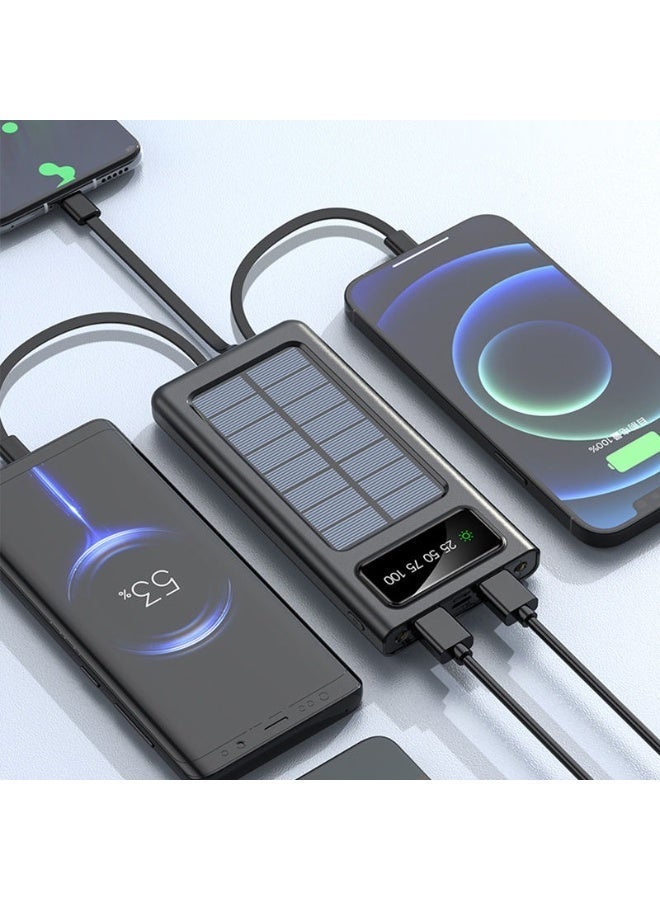 Powerbank 30000mAh Solar Power Bank, High-Capacity External Battery Pack with LED Flashlight ,Digital Display, Dual USB Output Ports, Fast Charging Support, Portable Charger for Smartphones, Tablets, and USB Devices – Ideal for Travel Use & Emergencies – Black - Image 5