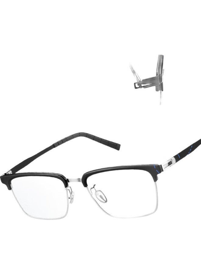 Loho Ultra-Light Half-Frame Business Prescription Glasses For Men, Professional Customizable With Prescription, Business Style In Black - Image 2