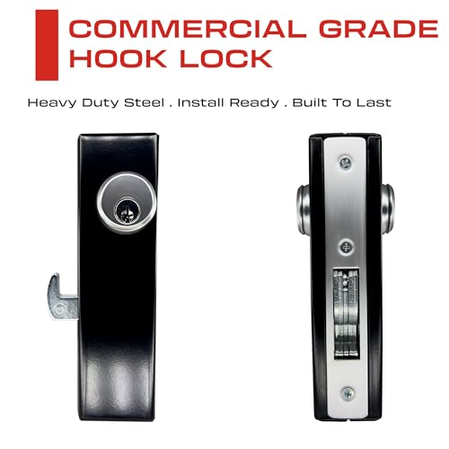 Sidco Supply Sliding Gate Lock - Hook Bolt Mortise Lock - Weldable Steel Hook Lock for Sliding Gate - Double Cylinder 1-1/8" Backset – Metal Gate Lock - Weld On Hook Lock for Rolling Gate Sliding Gate - Image 2
