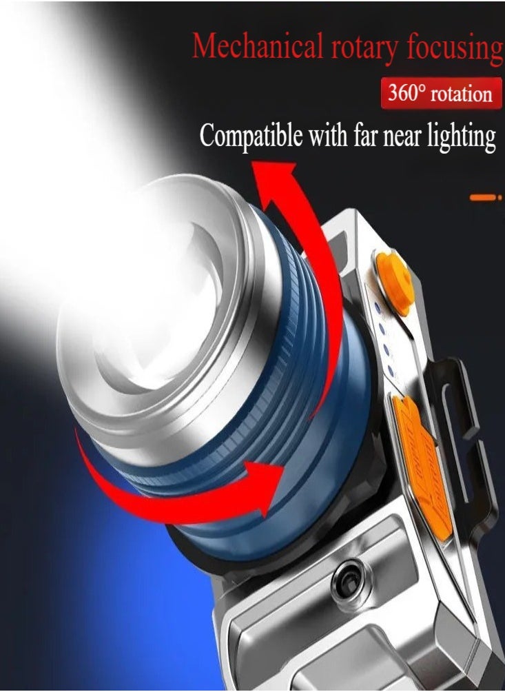 Healife Super Bright Headlight, USB Rechargeable LED Headlight, IPX4 Scalable Waterproof Headlight, Rechargeable Super Bright USB Headlight, Motion Sensor Adjustable 3 Modes, Zoomable Headlight Flashlight Spotlight, Waterproof Headlight Adjustable Headband, Suitable for Camping, Hiking, Outdoor, Hunting, Running  - Image 3