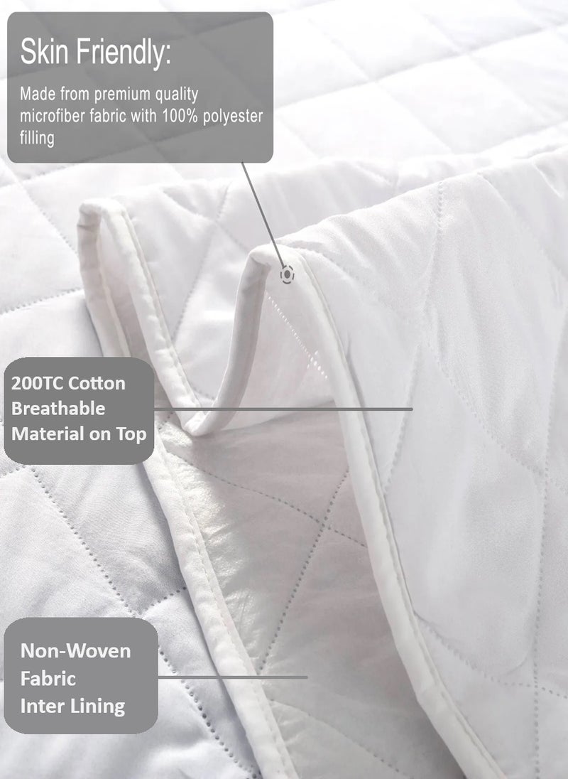 Blueberry Ultra Soft Comfort Mattress Protector Machine Washable Cotton Mattress Topper Cover 4 Corner Elastic Not Waterproof 100x200cm - Image 4