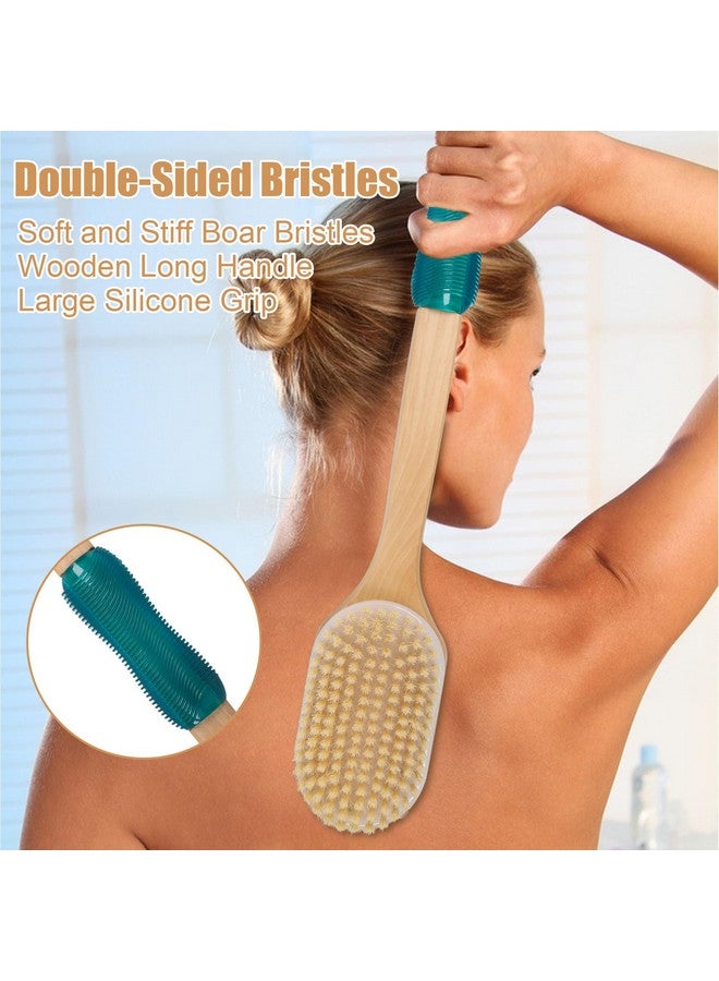 OWIIZI Back Scrubber For Shower With Soft And Stiff Boar Bristles Dual-Sided Wooden Long Handle Antiskid Body Bath Brush For Back Use Wet Or Dry,Deep Cleanse Large Surface Back Scrub Brush - Image 4