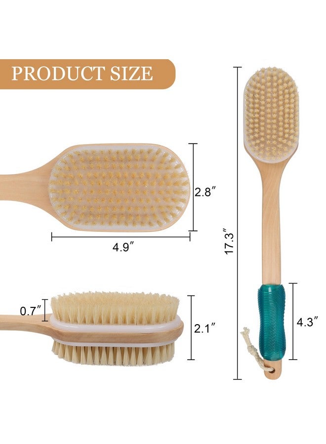 OWIIZI Back Scrubber For Shower With Soft And Stiff Boar Bristles Dual-Sided Wooden Long Handle Antiskid Body Bath Brush For Back Use Wet Or Dry,Deep Cleanse Large Surface Back Scrub Brush - Image 3