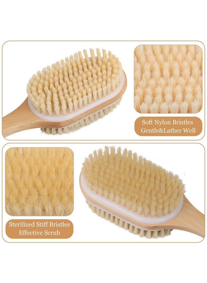 OWIIZI Back Scrubber For Shower With Soft And Stiff Boar Bristles Dual-Sided Wooden Long Handle Antiskid Body Bath Brush For Back Use Wet Or Dry,Deep Cleanse Large Surface Back Scrub Brush - Image 5
