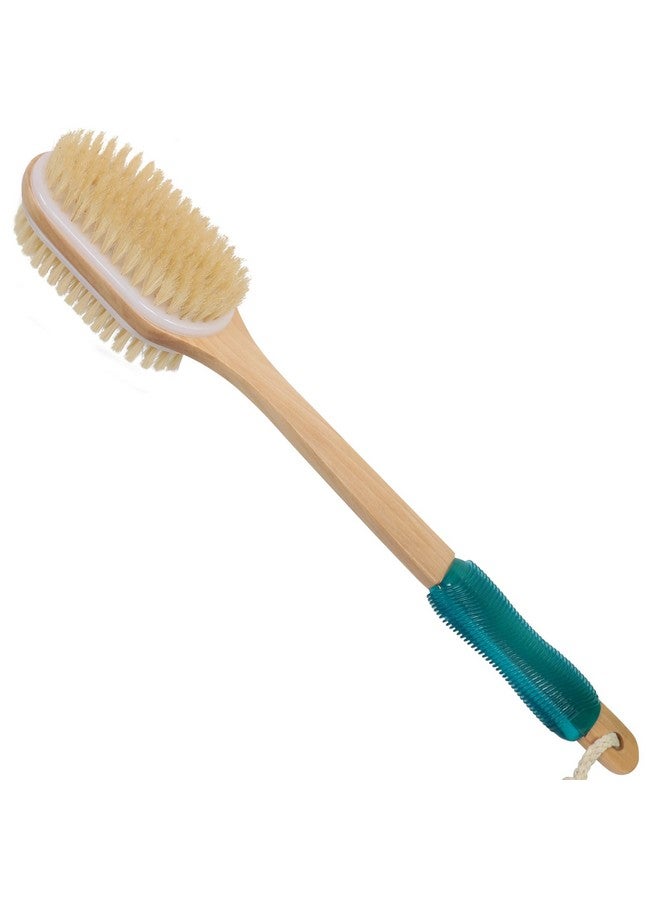 OWIIZI Back Scrubber For Shower With Soft And Stiff Boar Bristles Dual-Sided Wooden Long Handle Antiskid Body Bath Brush For Back Use Wet Or Dry,Deep Cleanse Large Surface Back Scrub Brush - Image 1