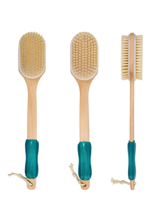 OWIIZI Back Scrubber For Shower With Soft And Stiff Boar Bristles Dual-Sided Wooden Long Handle Antiskid Body Bath Brush For Back Use Wet Or Dry,Deep Cleanse Large Surface Back Scrub Brush - Image 2