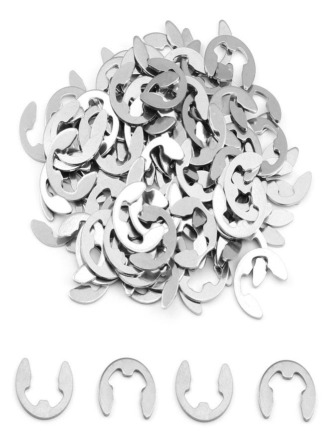 MroMax 100pcs 304 Stainless Steel Fastener External Retaining Snap Ring E-Clip Circlip OutsideDiameter 8mm Sliver Tone - Image 1