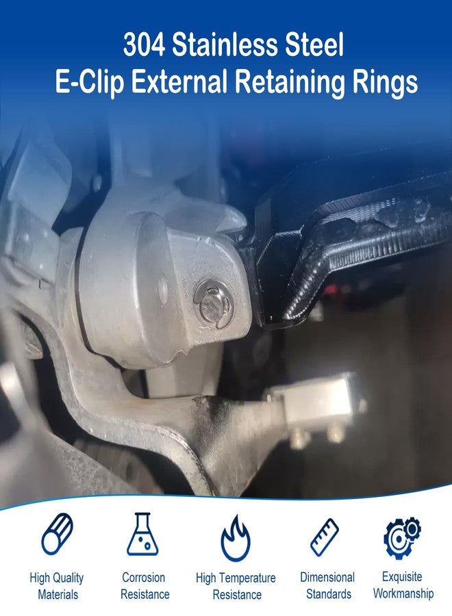 MroMax 100pcs 304 Stainless Steel Fastener External Retaining Snap Ring E-Clip Circlip OutsideDiameter 8mm Sliver Tone - Image 2