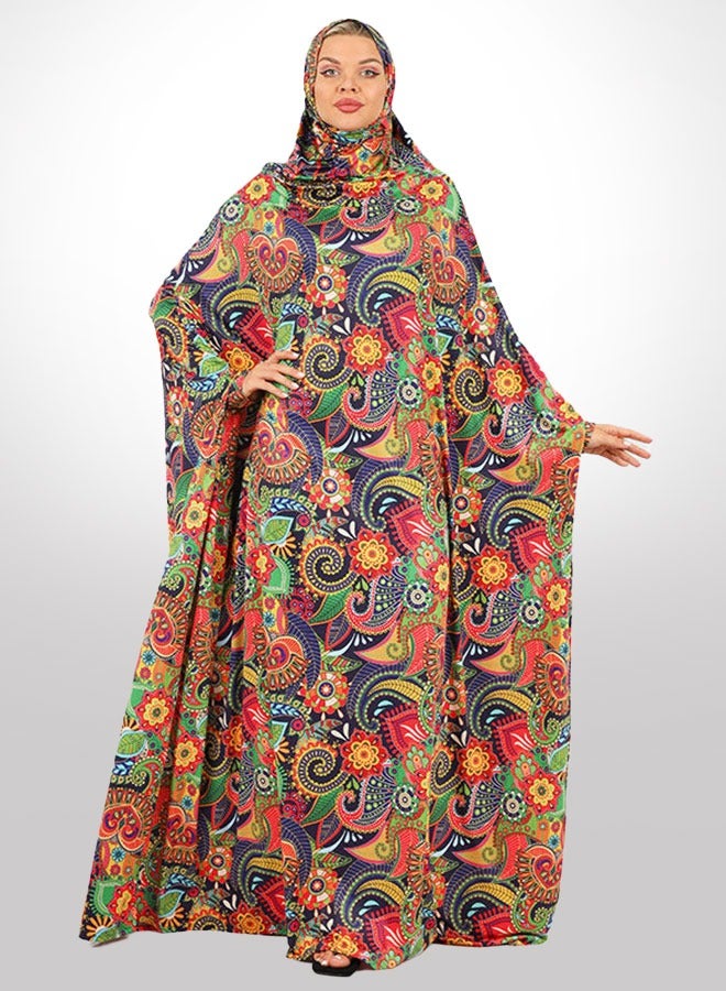 زمرد ثوب صلاة چيرسيه كويتي- مطبوع عملي مع غطاء الرأس  - Image 1