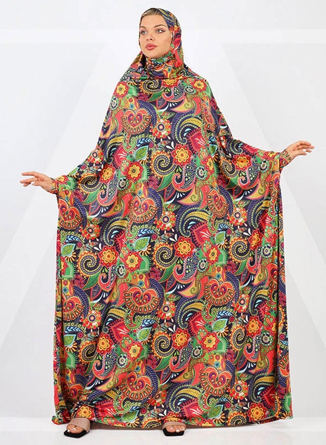 زمرد ثوب صلاة چيرسيه كويتي- مطبوع عملي مع غطاء الرأس  - Image 3