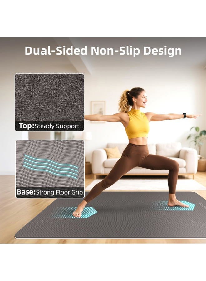 GymCope حصيرة يوغا كبيرة 6'x4'، حصيرة تمرين سميكة إضافية 6/8/10/12 مم، حصيرة تمرين مزدوجة العرض لصالة الألعاب الرياضية المنزلية، حصيرة لياقة بدنية XL كبيرة الحجم، بيلاتس، رفع الأثقال، تمدد، مصارعة - Image 5