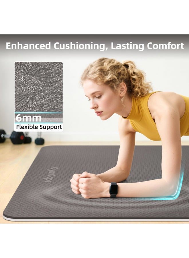 GymCope حصيرة يوغا كبيرة 6'x4'، حصيرة تمرين سميكة إضافية 6/8/10/12 مم، حصيرة تمرين مزدوجة العرض لصالة الألعاب الرياضية المنزلية، حصيرة لياقة بدنية XL كبيرة الحجم، بيلاتس، رفع الأثقال، تمدد، مصارعة - Image 3