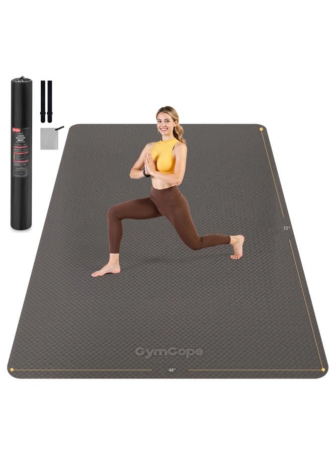 GymCope حصيرة يوغا كبيرة 6'x4'، حصيرة تمرين سميكة إضافية 6/8/10/12 مم، حصيرة تمرين مزدوجة العرض لصالة الألعاب الرياضية المنزلية، حصيرة لياقة بدنية XL كبيرة الحجم، بيلاتس، رفع الأثقال، تمدد، مصارعة - Image 1
