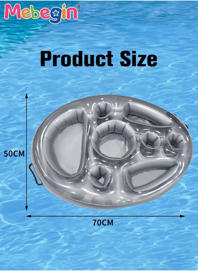 MEBEGIN 70*50cm Inflatable Drink Holder, Multifunctional Round Drink Floats for Swimming Pool, Drink Pool Floats with 8 Holes, Creative Pool Toys, PVC Inflatable Tray Water Supplies, Multifunctional Floating Drink Holder for Summer Beach Leisure and Party Decoration  - Image 2