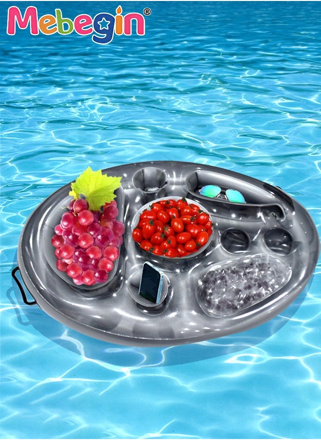 MEBEGIN 70*50cm Inflatable Drink Holder, Multifunctional Round Drink Floats for Swimming Pool, Drink Pool Floats with 8 Holes, Creative Pool Toys, PVC Inflatable Tray Water Supplies, Multifunctional Floating Drink Holder for Summer Beach Leisure and Party Decoration  - Image 1