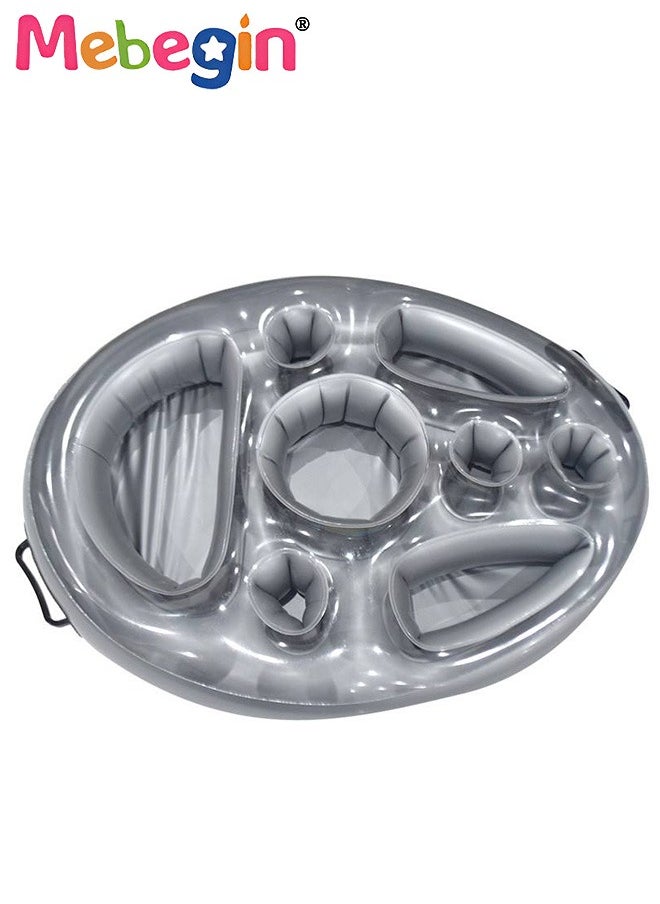 MEBEGIN 70*50cm Inflatable Drink Holder, Multifunctional Round Drink Floats for Swimming Pool, Drink Pool Floats with 8 Holes, Creative Pool Toys, PVC Inflatable Tray Water Supplies, Multifunctional Floating Drink Holder for Summer Beach Leisure and Party Decoration  - Image 3